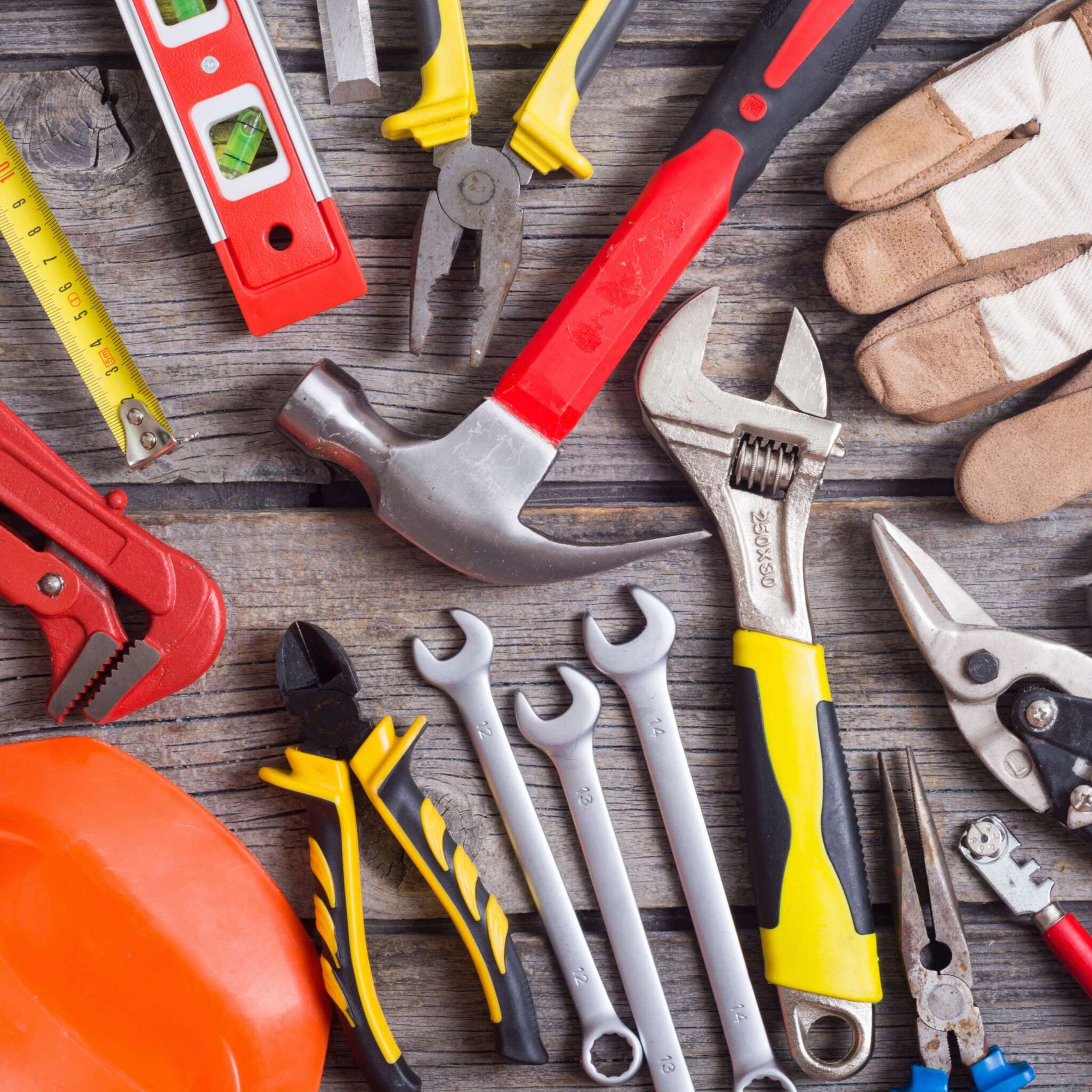 tools on wooden background